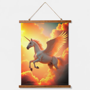 unicorn yellow Wood Topped Wall Tapestry One Panel