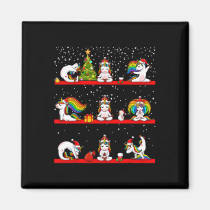 Unicorn Yoga Pose Christmas Pajama Funny Zen Namas Magnet