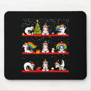 Unicorn Yoga Pose Christmas Pajama Funny Zen Namas Mouse Mat