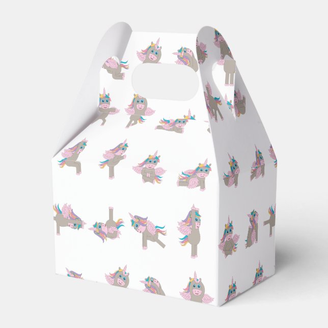 Unicorn Yoga Poses Pattern Design Favour Box (Front Side)