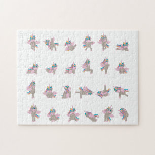 Unicorn Yoga Poses Pattern Design Jigsaw Puzzle