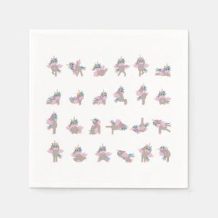 Unicorn Yoga Poses Pattern Design Napkin