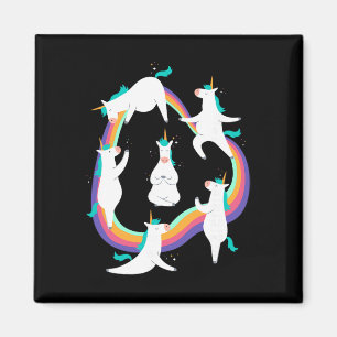 Unicorn Yoga Sun Salutation Poses Rainbow Meme Magnet