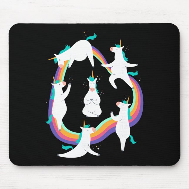 Unicorn Yoga Sun Salutation Poses Rainbow Meme  Mouse Mat (Front)