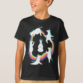 Unicorn Yoga Sun Salutation Poses Rainbow Meme  T-Shirt