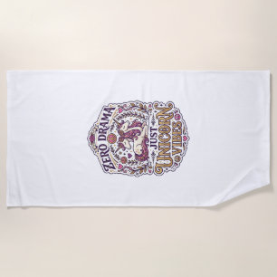 Unicorn Zero Drama Just Unicorn Vibes Stylish Whit Beach Towel