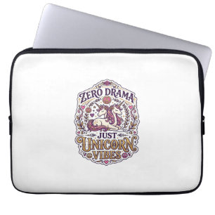 Unicorn Zero Drama Just Unicorn Vibes Stylish Whit Laptop Sleeve
