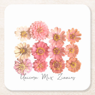 Unicorn Zinnia Collage Paper Coaster