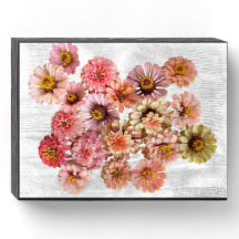 Unicorn Zinnias Wood Box Sign