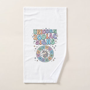 Unicorn Zodiac Signs Kawaii Vector Design_1 Hand Towel