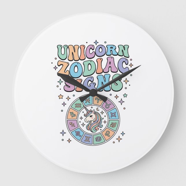Unicorn Zodiac Signs Kawaii Vector Design_1 Large Clock (Front)