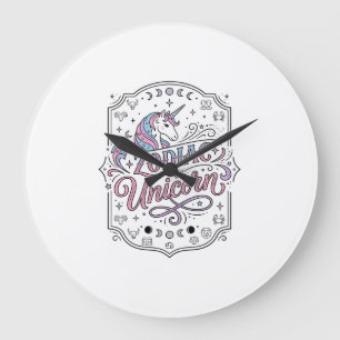 Unicorn Zodiac Unicorn Playful Cute Gift Design_1 Large Clock