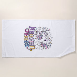 Unicorn Zodiac Unicorn Premium Vector Marketplace Beach Towel
