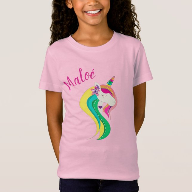 Unicorne Face with first name T-Shirt (Front)