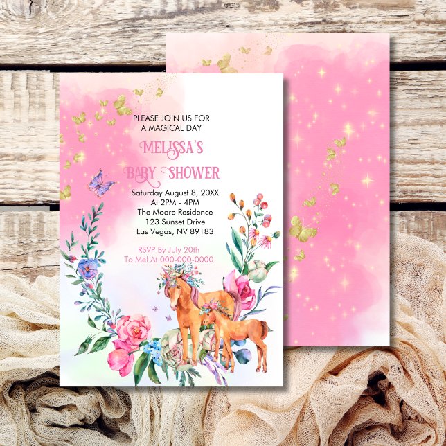 Unicorns and butterflies baby shower invitation (Creator Uploaded)