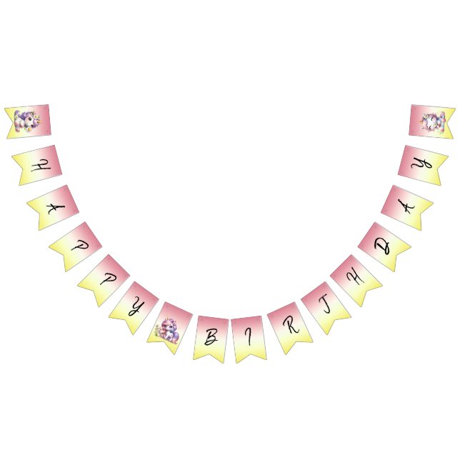 Unicorns and daisies, "Happy Birthday" Bunting (All)