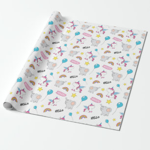 Unicorns And Elephants Wrapping Paper