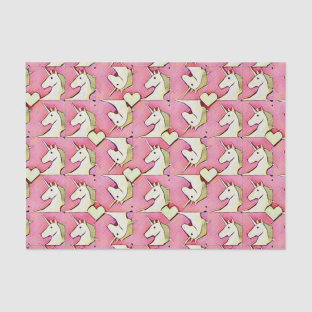 Unicorns and Hearts Tissue Paper (Front)