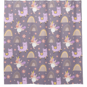 Unicorns And Llamas Shower Curtain