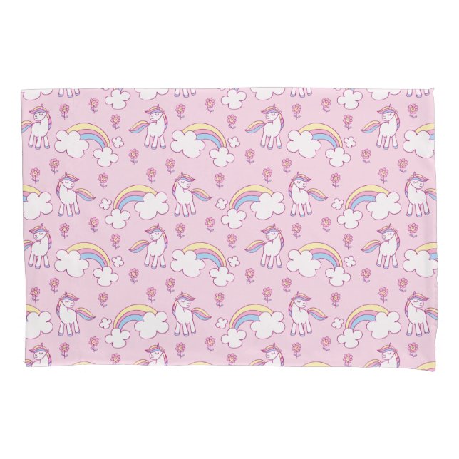 Unicorns And Rainbow Clouds Pillowcase (Front)