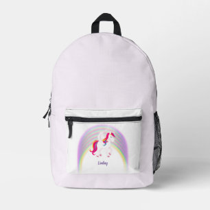 Unicorns and Rainbows Personalised with Name Printed Backpack