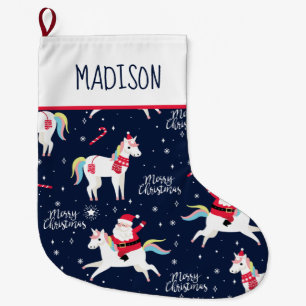 Unicorns and Santas Large Christmas Stocking