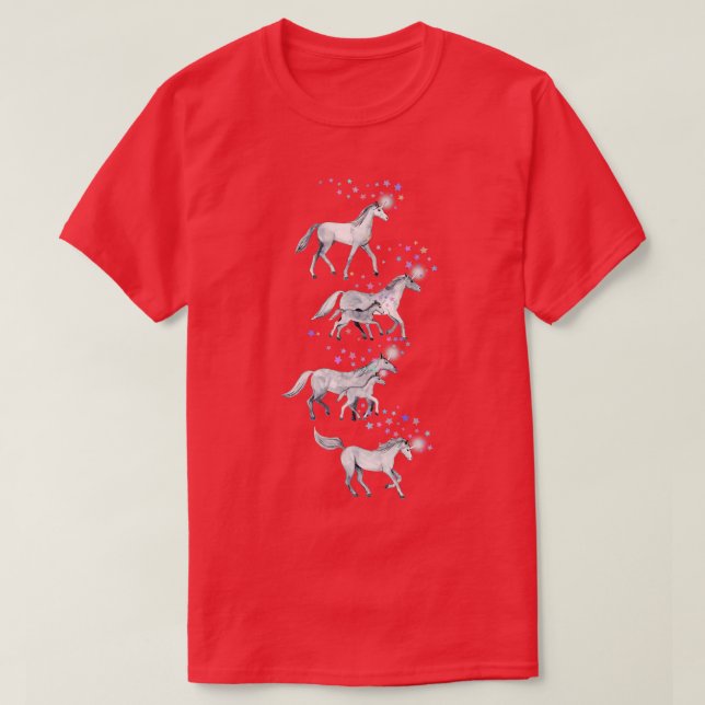 Unicorns and Stars on Soft Grey  T-Shirt (Design Front)