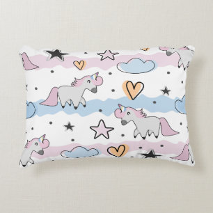 Unicorns and stars pattern decorative cushion
