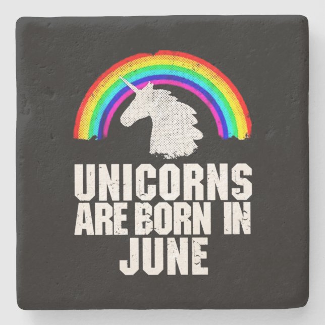 Unicorns Are Born In June Stone Coaster (Front)