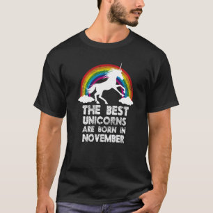 UNICORNS ARE BORN IN NOVEMBER Birthday Rainbow T-Shirt