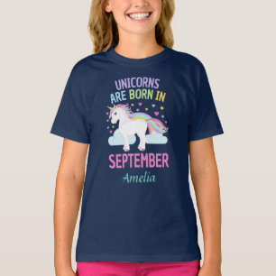 Unicorns are Born In September Personalised T-Shirt