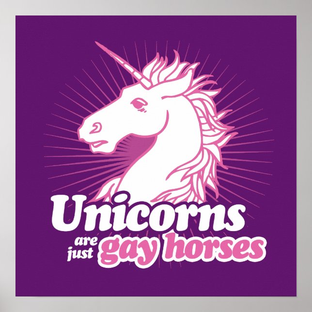 UNICORNS ARE JUST GAY HORSES --.png Poster (Front)