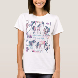 Unicorns Are My Life - Galaxy Confetti Watercolor T-Shirt