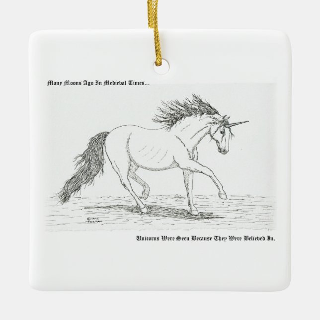 Unicorns Are Real Ceramic Ornament (Front)