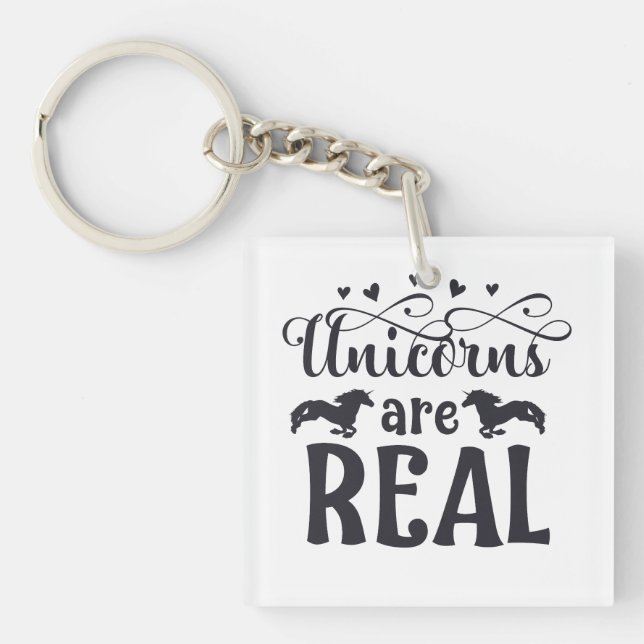 Unicorns are Real Digital Art Key Ring (Front)