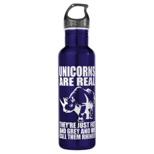 Unicorns Are Real - They're Rhinos - Funny Novelty 710 Ml Water Bottle