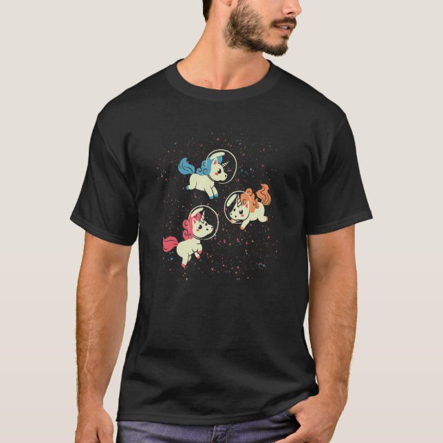 Unicorns Astronaut Outer Space Magical Animal Gala T-Shirt (Front)