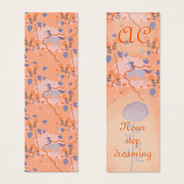 Unicorn's Birthday Party Personalised  Bookmark (Front & Back)