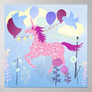 Unicorn's birthday party printable poster