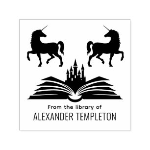 Unicorns Book Castle #2 “From the Library of” Name Self-inking Stamp
