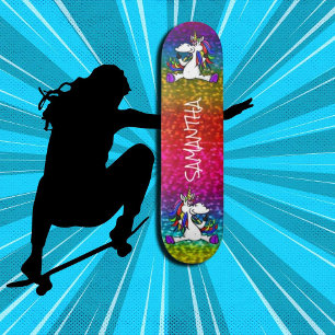 Unicorns Colourful Modern Girly Glitter  Skateboar Skateboard