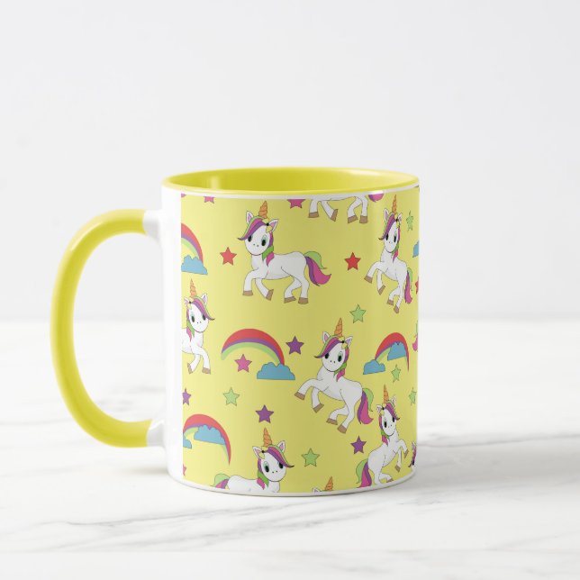 Unicorns Cute Yellow Mug (Left)