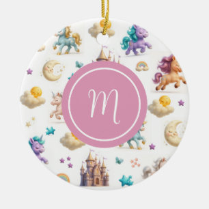 Unicorns & Fairytale Castle - Whimsical Room Ceramic Tree Decoration