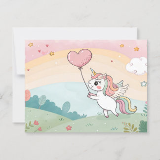 Unicorn's Heart Balloon Postcard