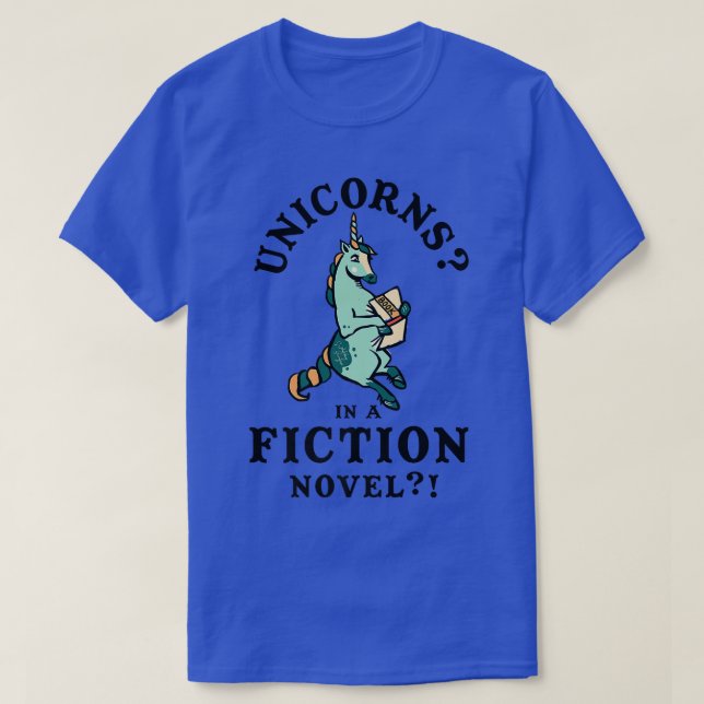 Unicorns In A Fiction Novel Funny Book Reading Cut T-Shirt (Design Front)