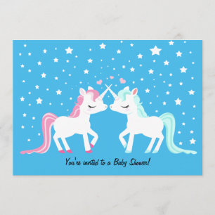 Unicorns in love baby shower invitation