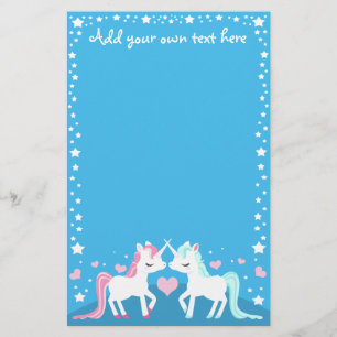 Unicorns in love customisable stationary stationery