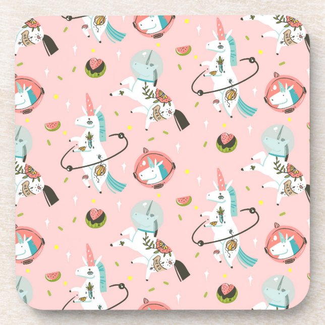 Unicorns In Space Pattern Coaster (Front)