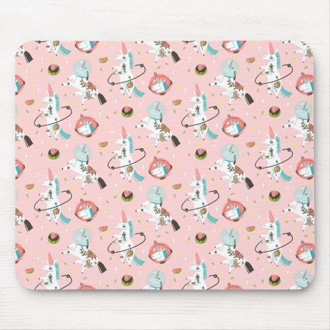 Unicorns In Space Pattern Mouse Mat (Front)