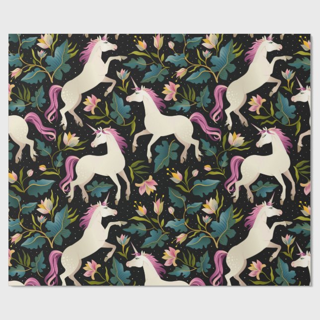 Unicorns in the Forest Wrapping Paper (Flat)